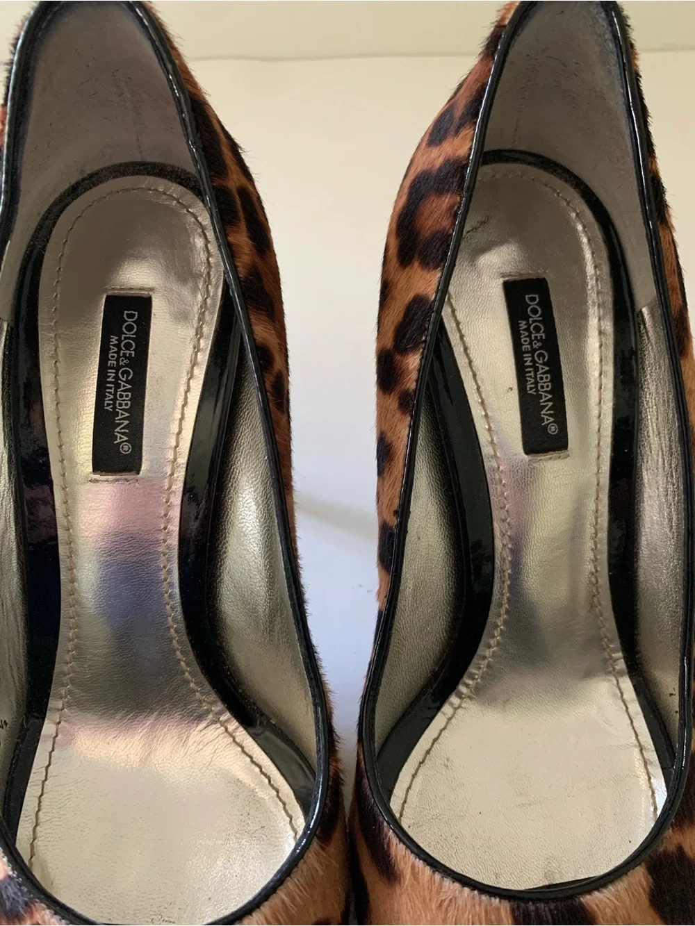 Dolce & Gabbana Calf Hair Leopard Print Peep-Toe Heels, Brown Tan Black, 36.5